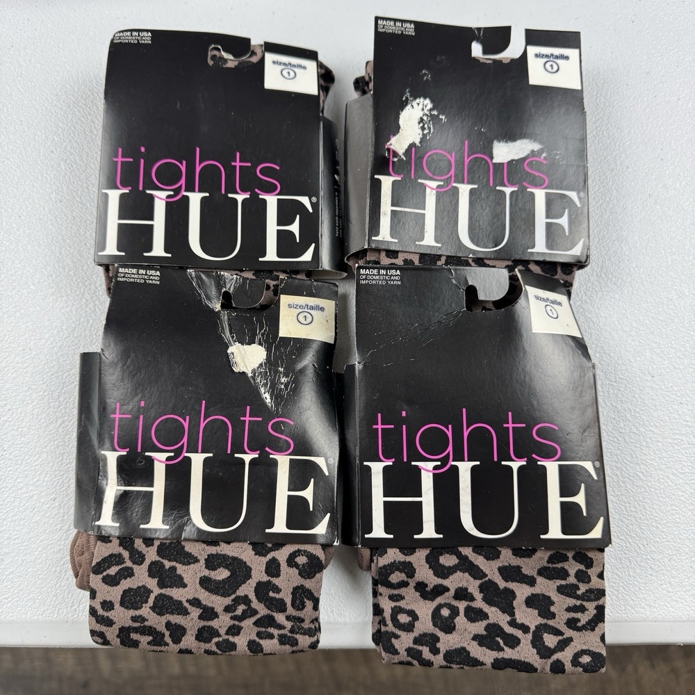 Hue Womens Leopard Print Control Top Tights Size 1 Mink Brown Black 4 Pairs